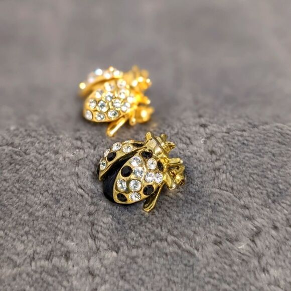 Vintage Petite Rhinestone/Goldtone Ladybug Brooches -Scatter Pins - Picture 6 of 16
